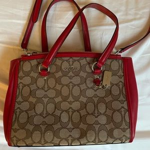 Red and Beige Coach Purse